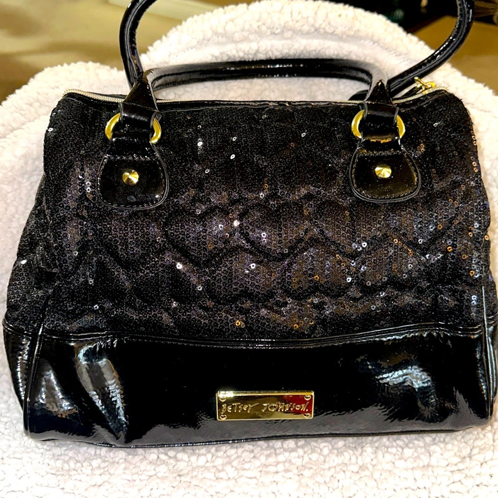 Betsy Johnson Quilted Hearts Sequin Satchel Handbag
